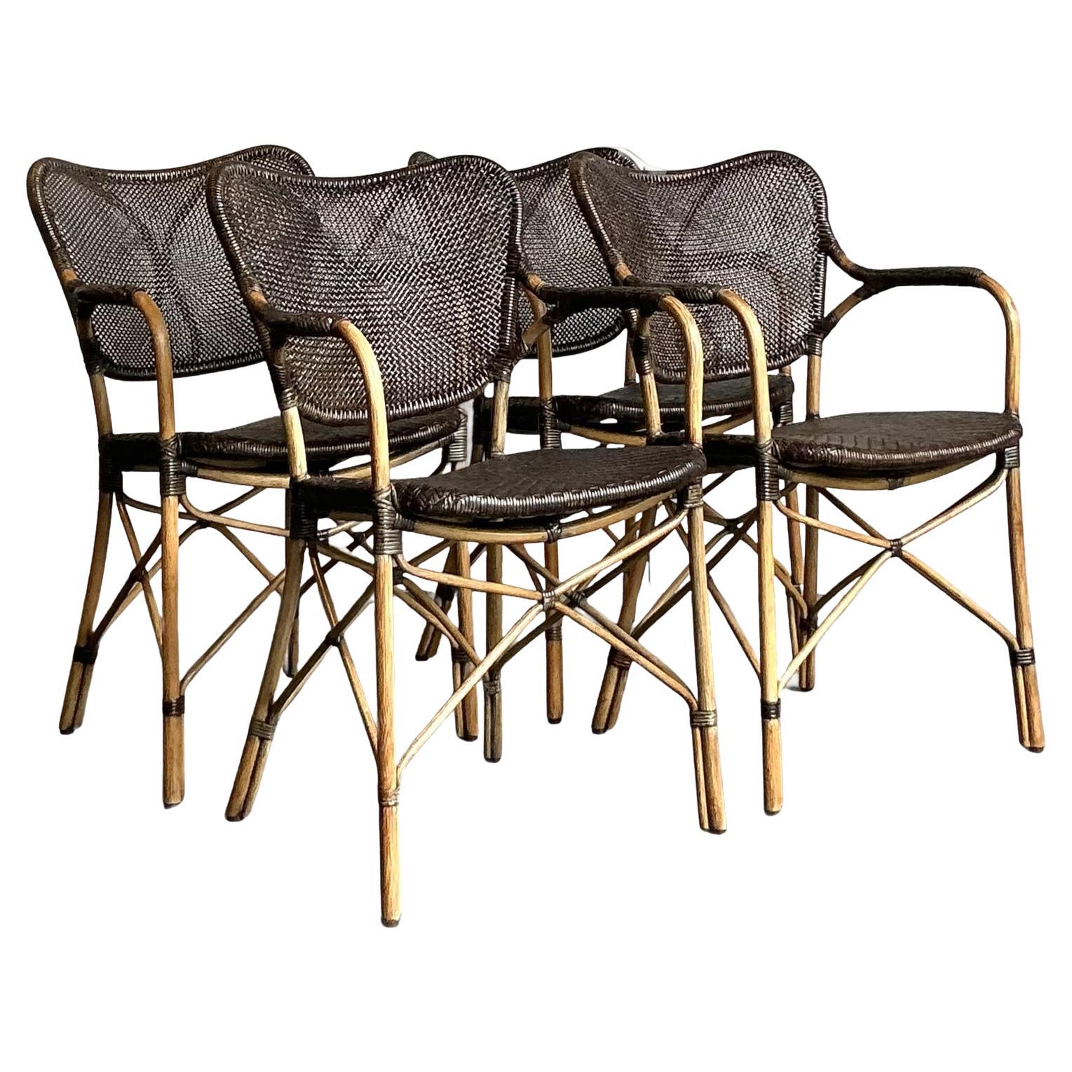 Chaises de salle à manger vintage tissées Yuzuru Yamakawa d'après Papperzini- Lot de 4
