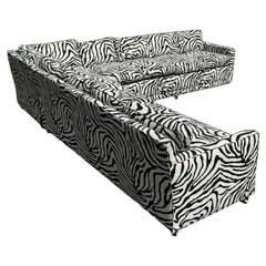 Vintage Boho Zebra Stripe Custom Parsons Sectional Sofa