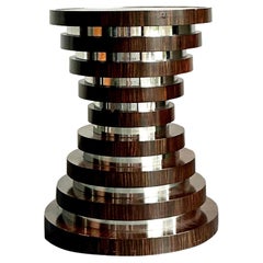 Vintage Boho Zebraholz und Chrom Esstisch Pedestal