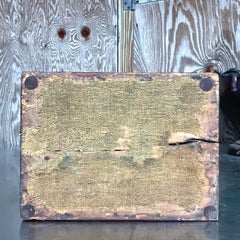 Vintage Boho Zig Zag Inlay Burl Wood Writing Desk Box