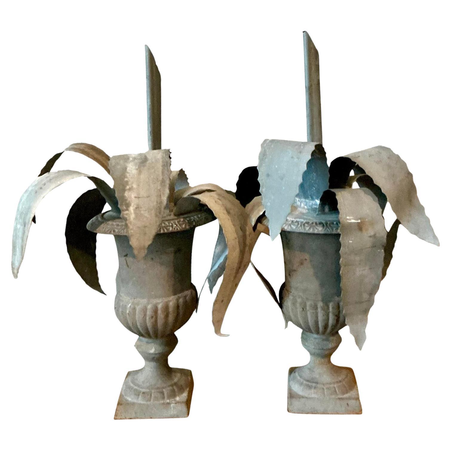Agave di zinco vintage in vasi da notte - Una coppia
