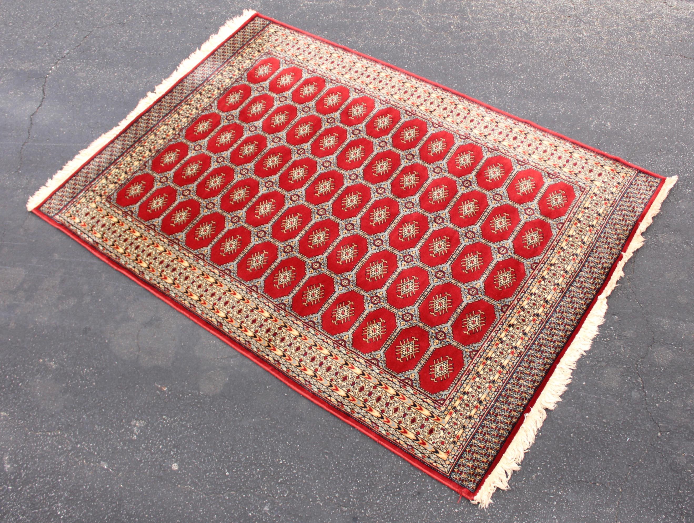Stunning vintage Bokhara wool rug made in Greece, newly professionally clean it was appraised at $5000 in 1992.