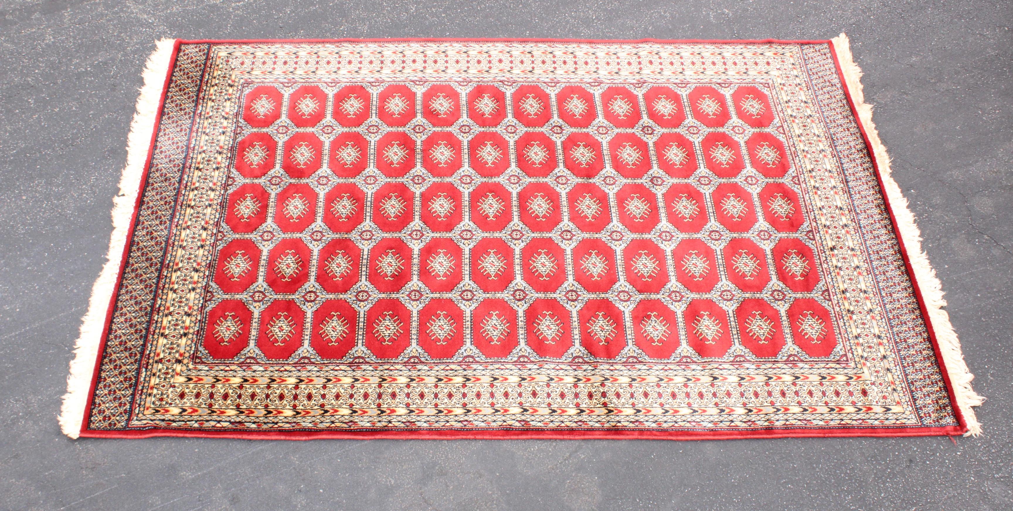 Vintage Bokhara Wool Rug Made In Greece In Good Condition For Sale In New York, NY