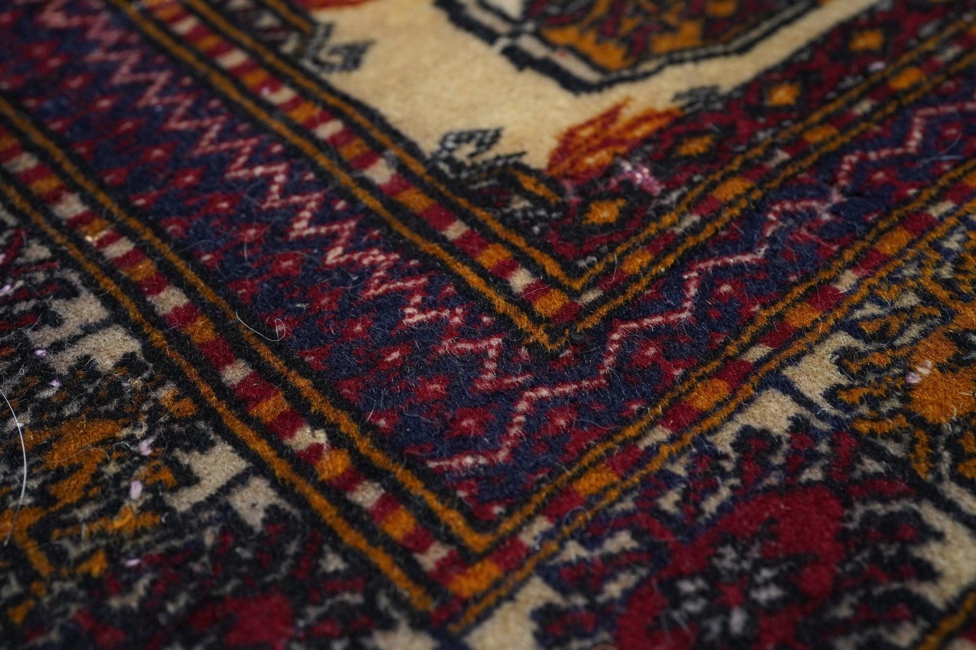 Wool Vintage Bokhara Rug 3'1'' x 5'2'' For Sale