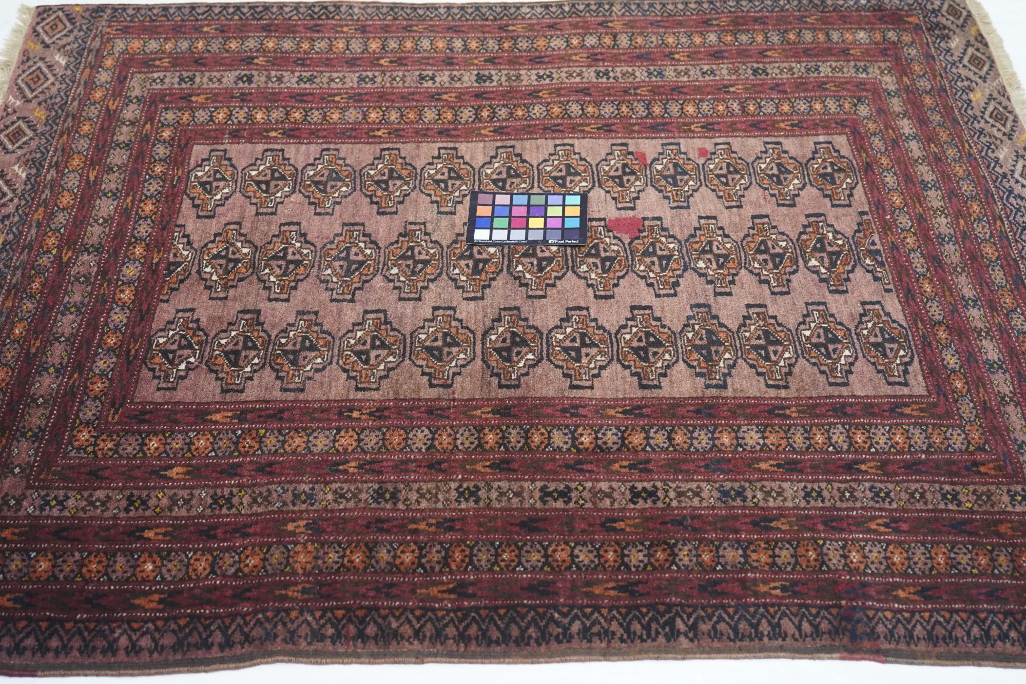 Bokhara-Teppich 3'11'' x 4'9'' im Vintage-Stil im Angebot 2