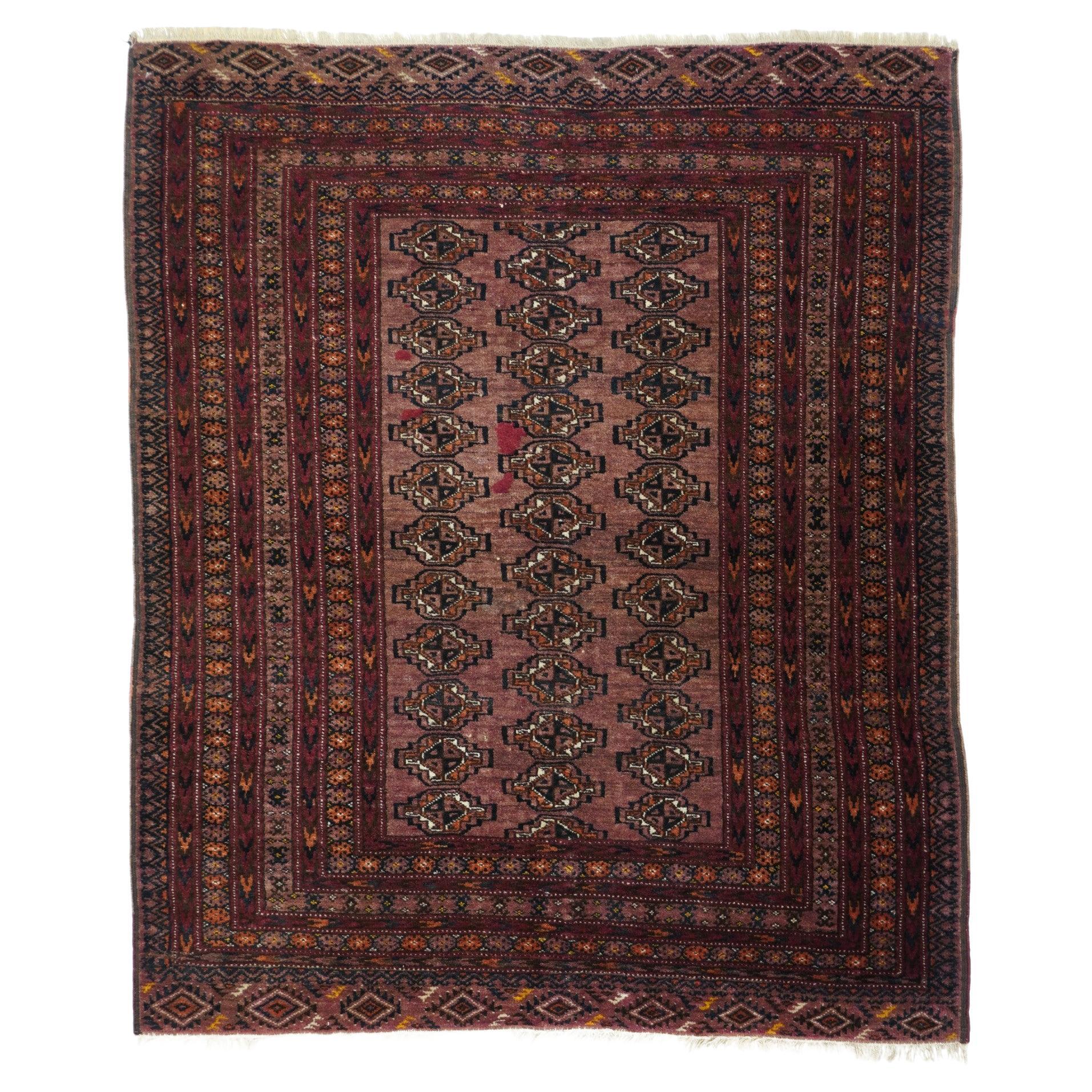 Bokhara-Teppich 3'11'' x 4'9'' im Vintage-Stil im Angebot