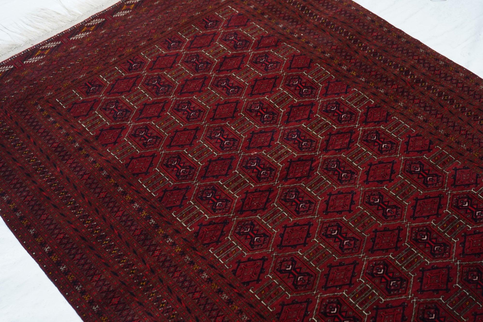Bokhara-Teppich im Vintage-Stil, 4'3'' x 6'2'' im Angebot 1