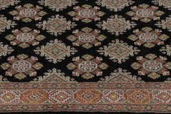 Alfombra Vintage Bokhara Negra con Motivos Geométricos - Rug & Kilim