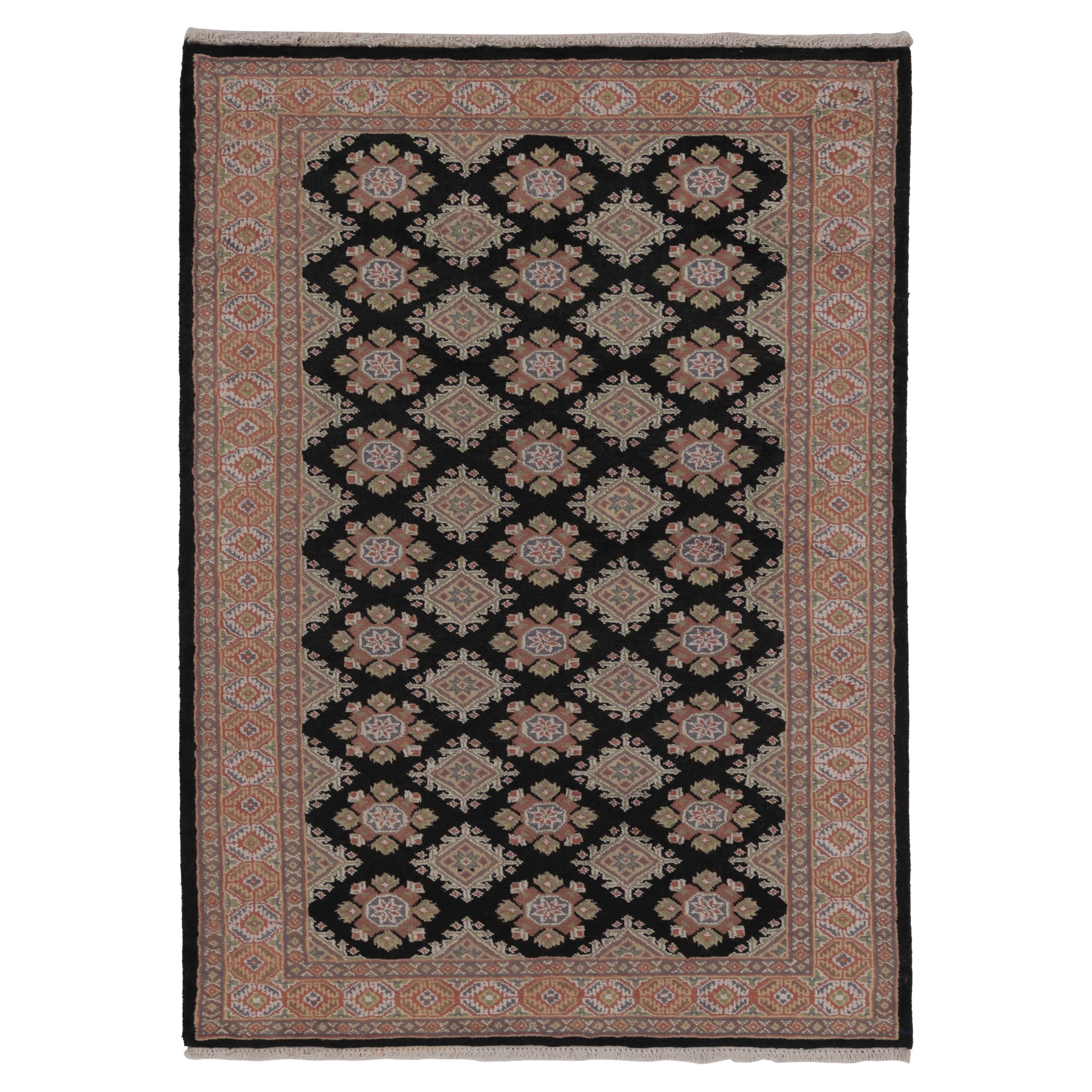 Vintage Bokhara Rug in Black with Geometric Patterns - Rug 
Kilim