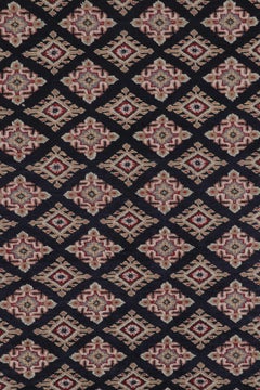 Vintage Bokhara Rug in Midnight Blue with Geometric Patterns - Rug & Kilim