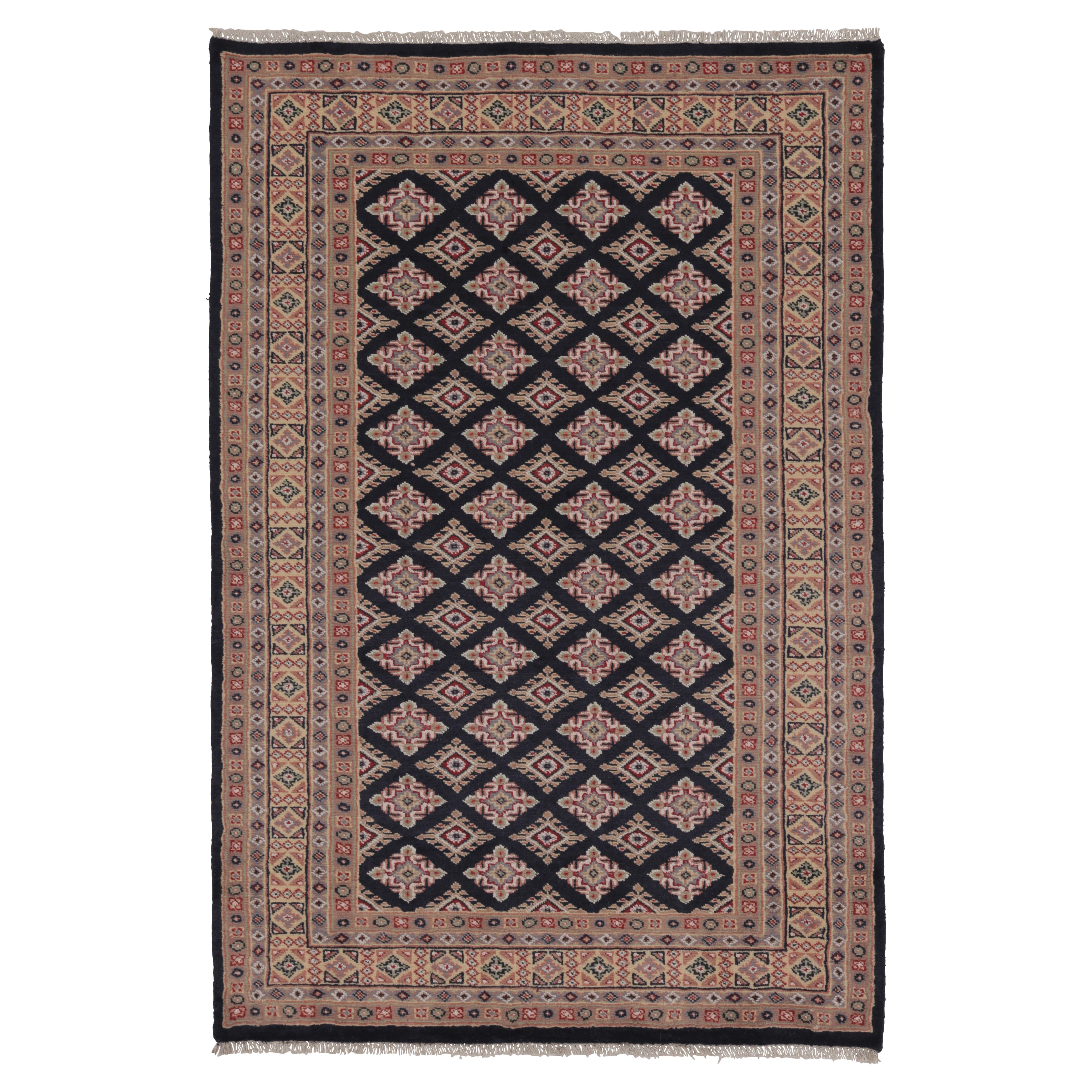 Vintage Bokhara Rug in Midnight Blue with Geometric Patterns - Rug 
Kilim