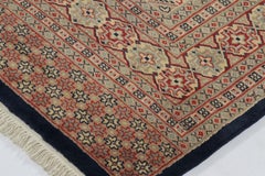 Vintage Bokhara Rug in Navy Blue with Beige Geometric Patterns - Rug & Kilim