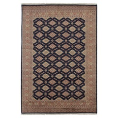 Vintage-Bokhara-Teppich in Marineblau mit beigefarbenen geometrischen Mustern - Rug 
Kilim