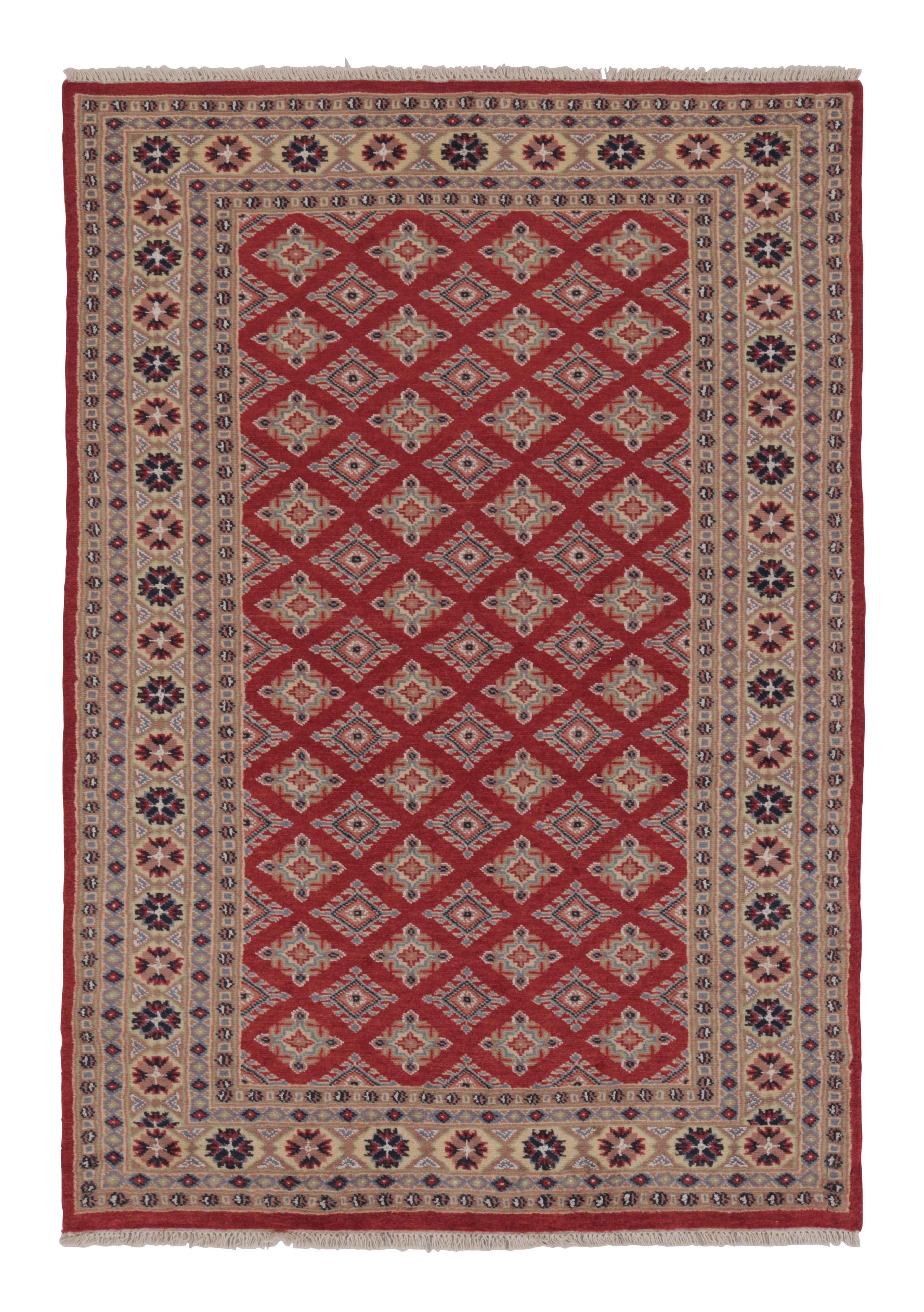 Vintage Bokhara Rug in Rich Red with Geometric Patterns - Rug 
Kilim For Sale