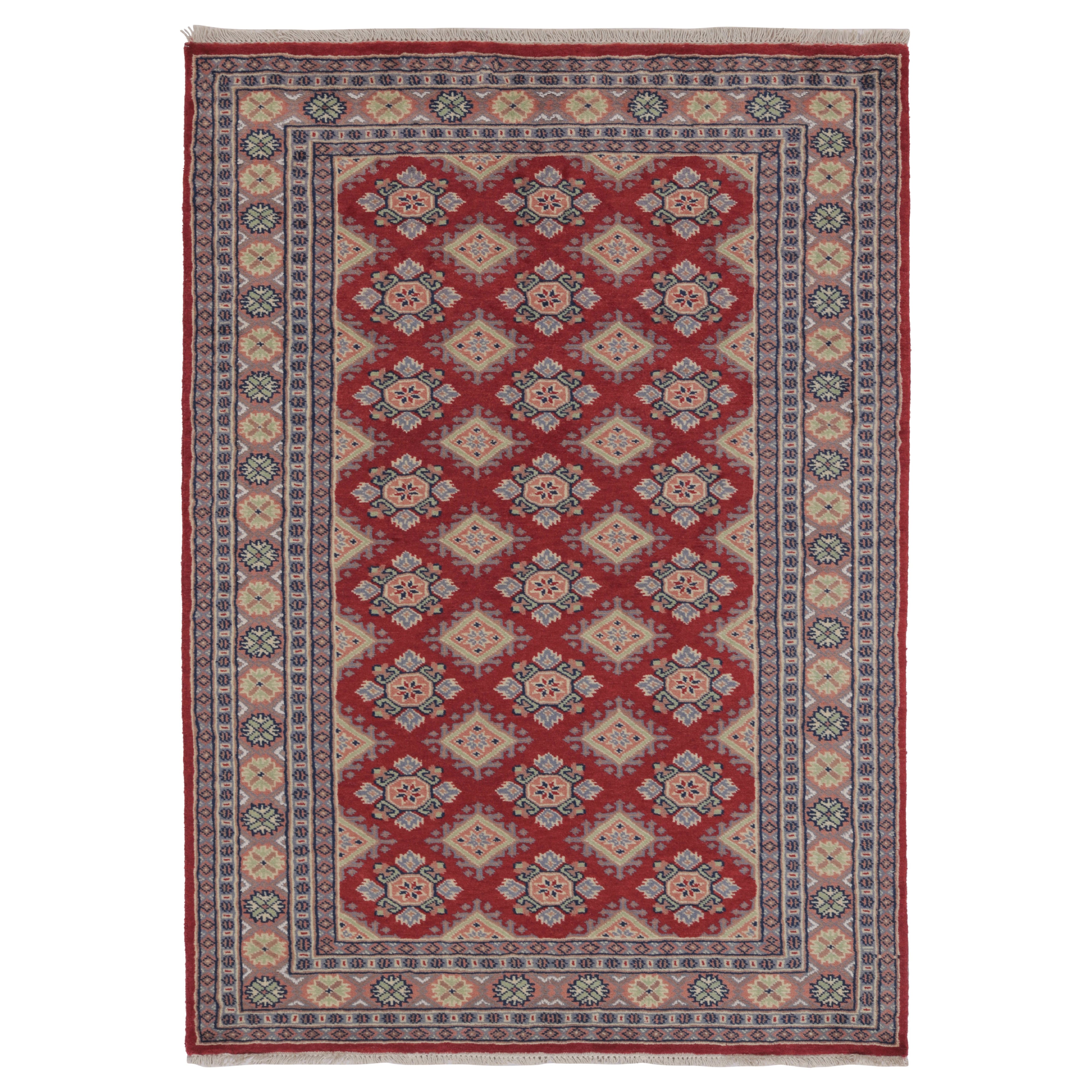 Vintage Bokhara Rug in Saturated Red with Geometric Patterns - Rug 
Kilim