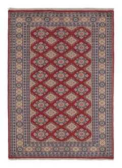 Vintage Bokhara Rug in Saturated Red with Geometric Patterns - Rug & Kilim