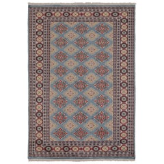 Vintage Bokhara Rug in Soft Sky Blue with Geometric Patterns - Rug 
Kilim