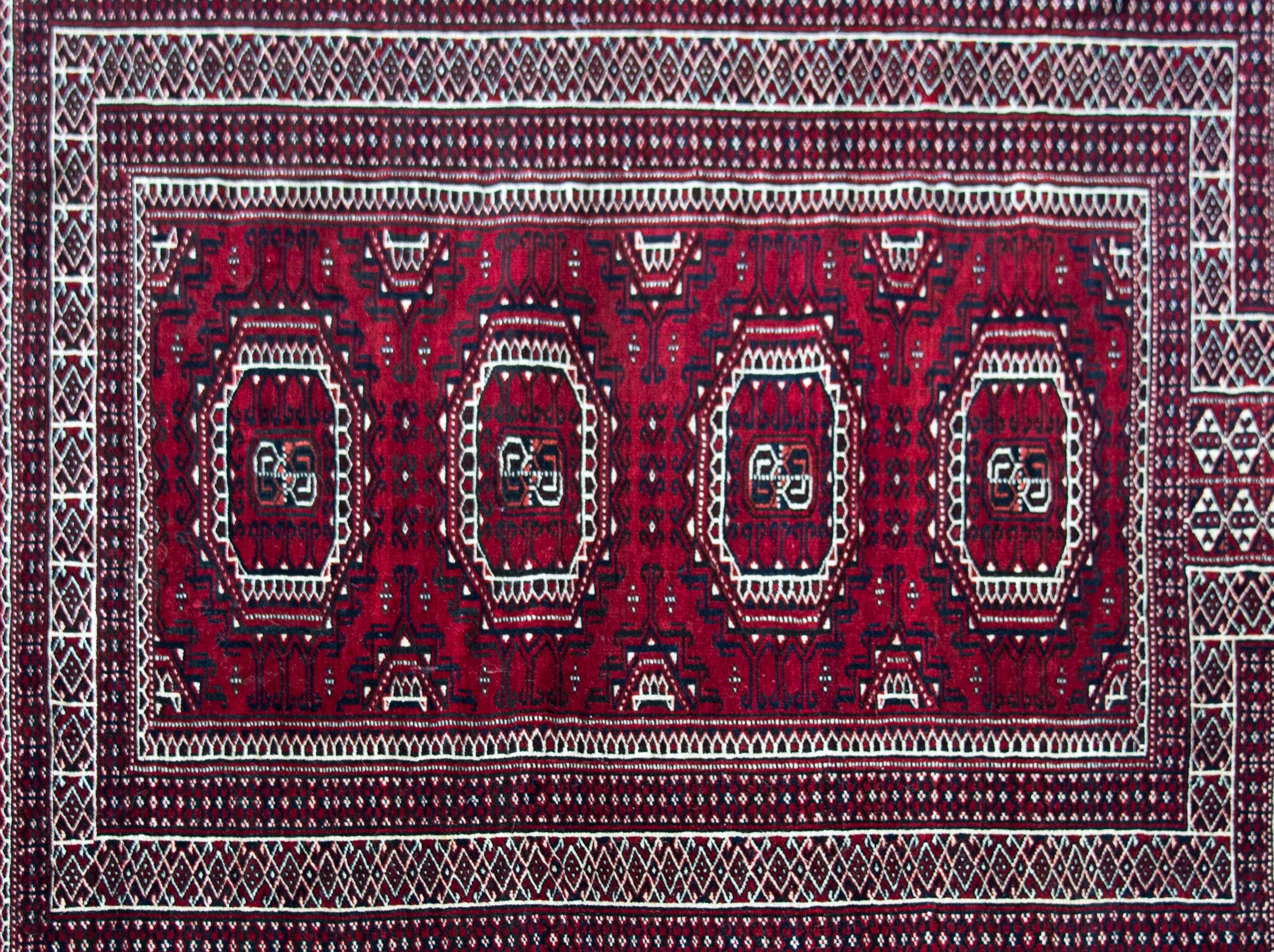 Tribal Vintage Bokhara Turkman Rug For Sale
