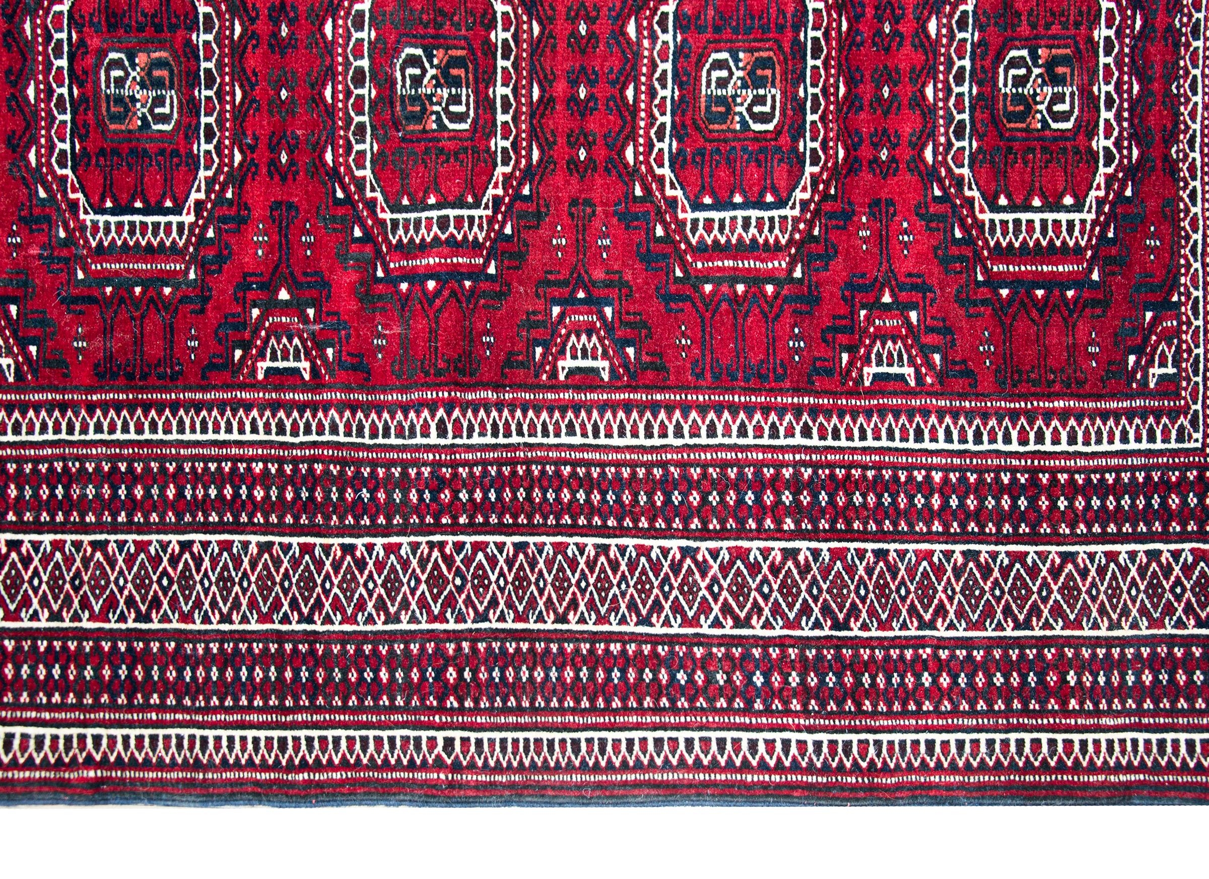 Hand-Knotted Vintage Bokhara Turkman Rug For Sale
