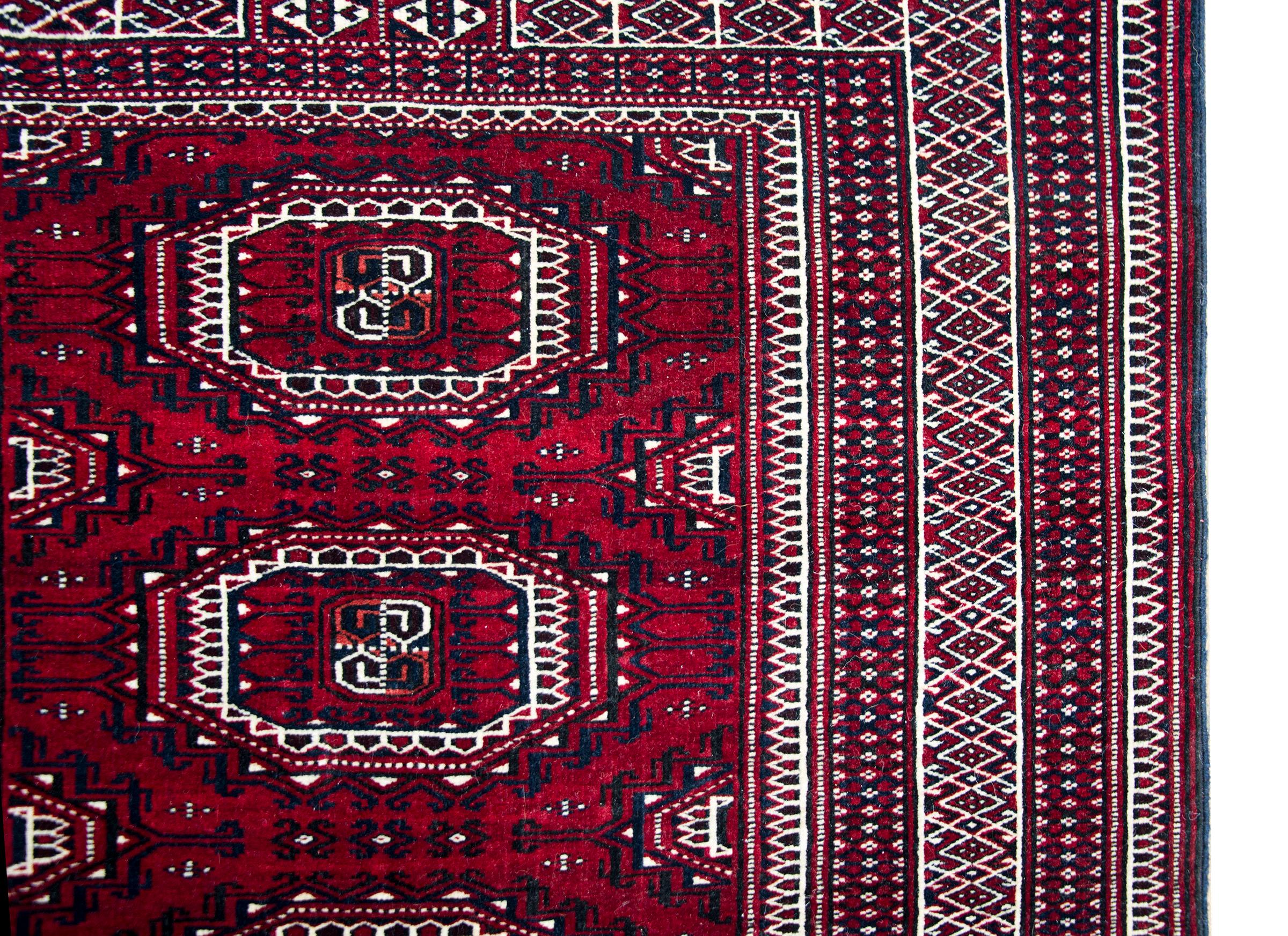 Wool Vintage Bokhara Turkman Rug For Sale