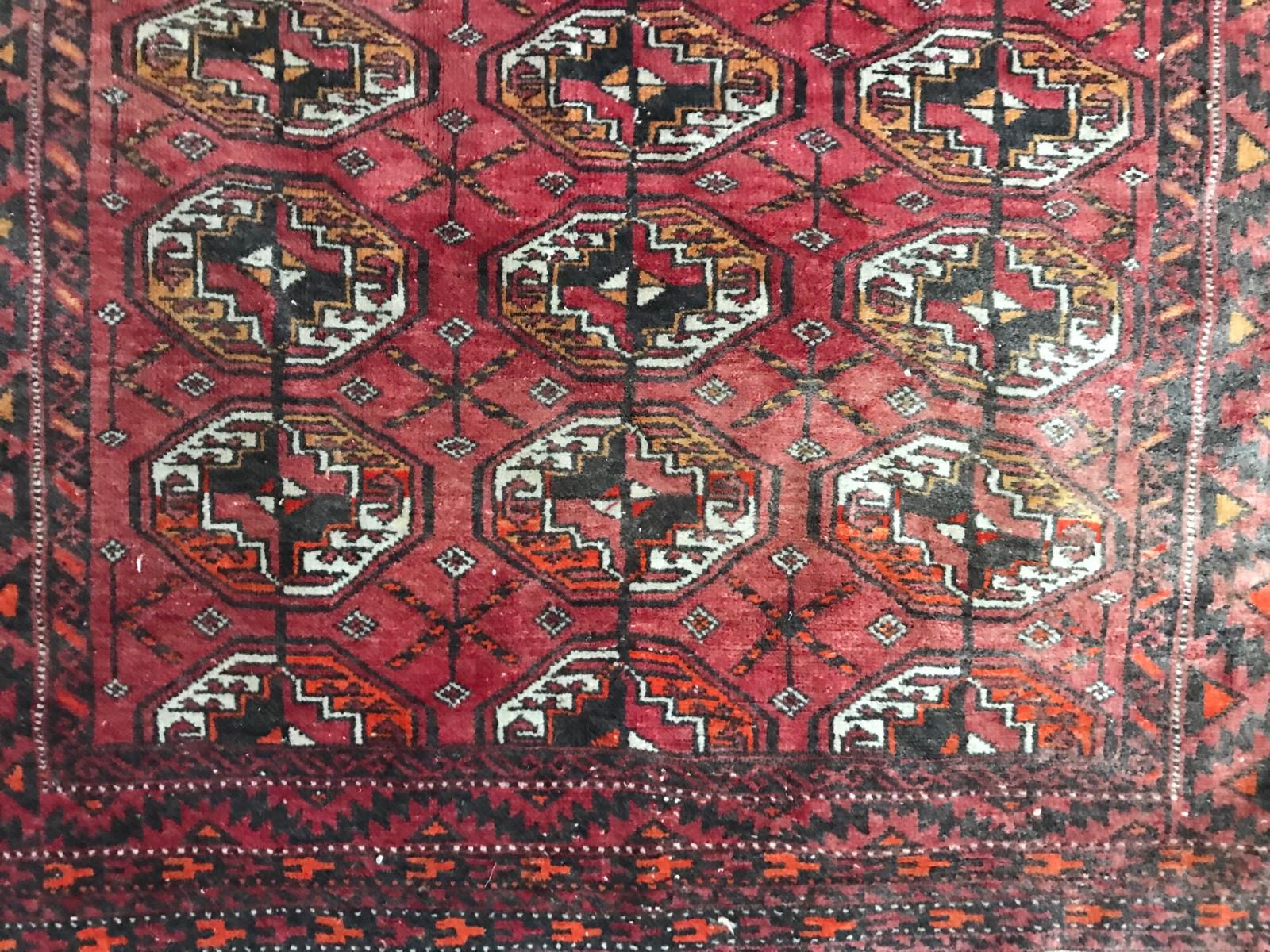 Hand-Knotted Vintage Bokhara Turkmen Rug For Sale