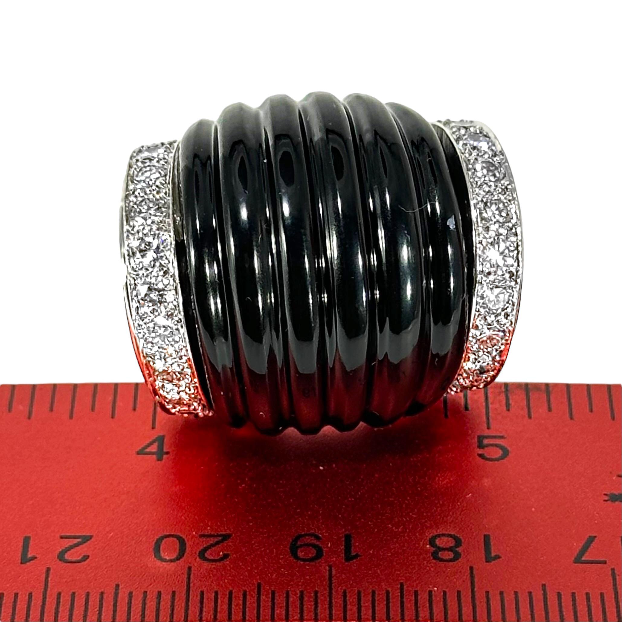Vintage Bold Charles Turi Ring in 18k Gold, Platinum, Black Onyx and Diamonds 4
