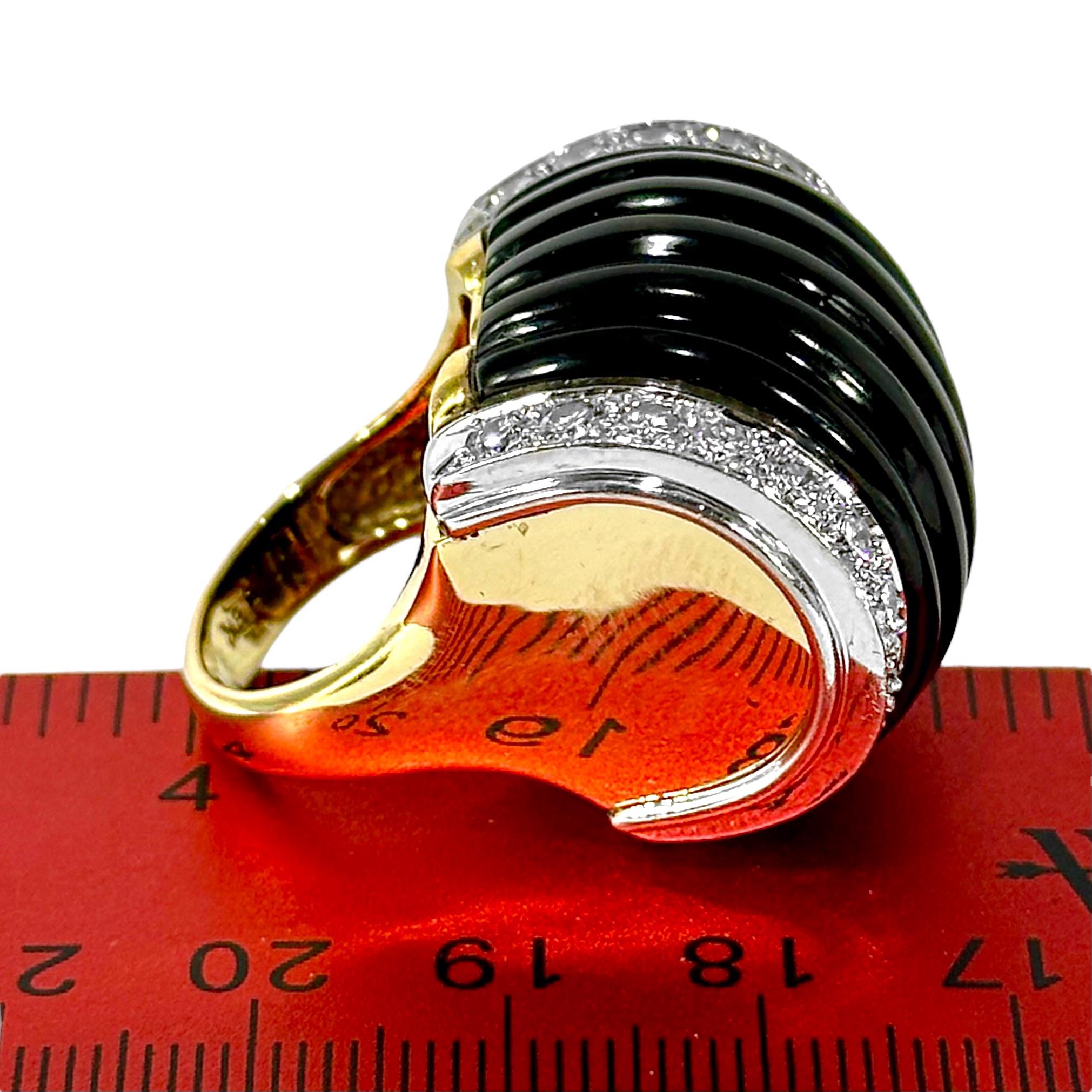 Vintage Bold Charles Turi Ring in 18k Gold, Platinum, Black Onyx and Diamonds 5