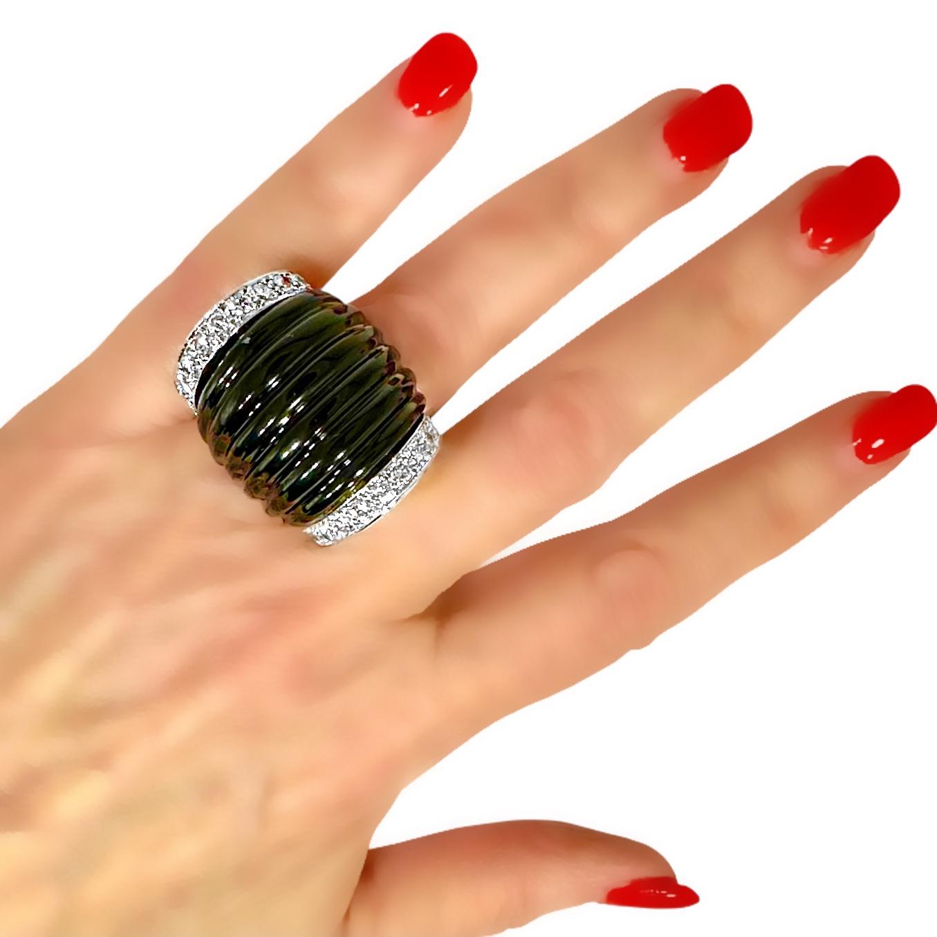 Vintage Bold Charles Turi Ring in 18k Gold, Platinum, Black Onyx and Diamonds 6