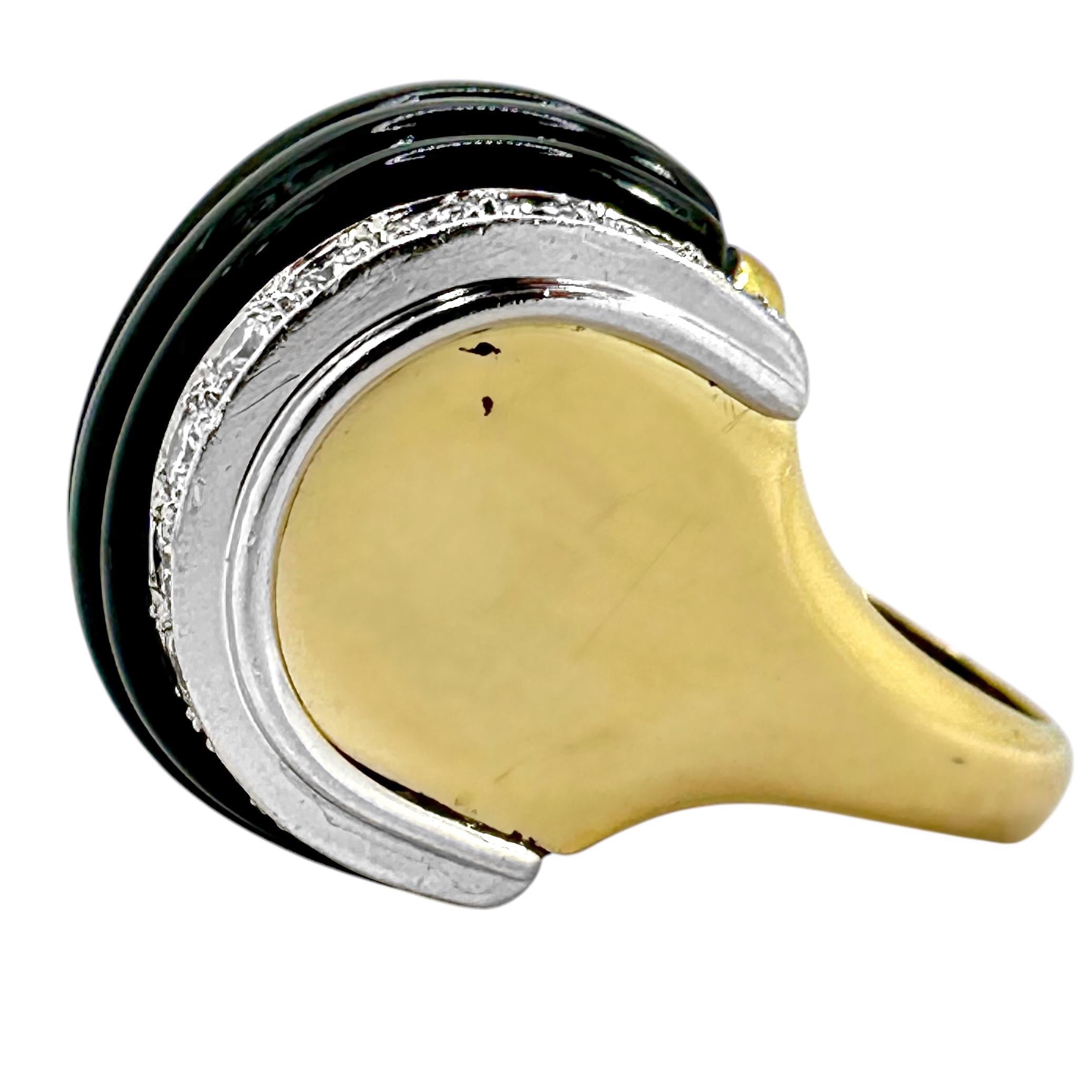 Vintage Bold Charles Turi Ring in 18k Gold, Platinum, Black Onyx and Diamonds 1