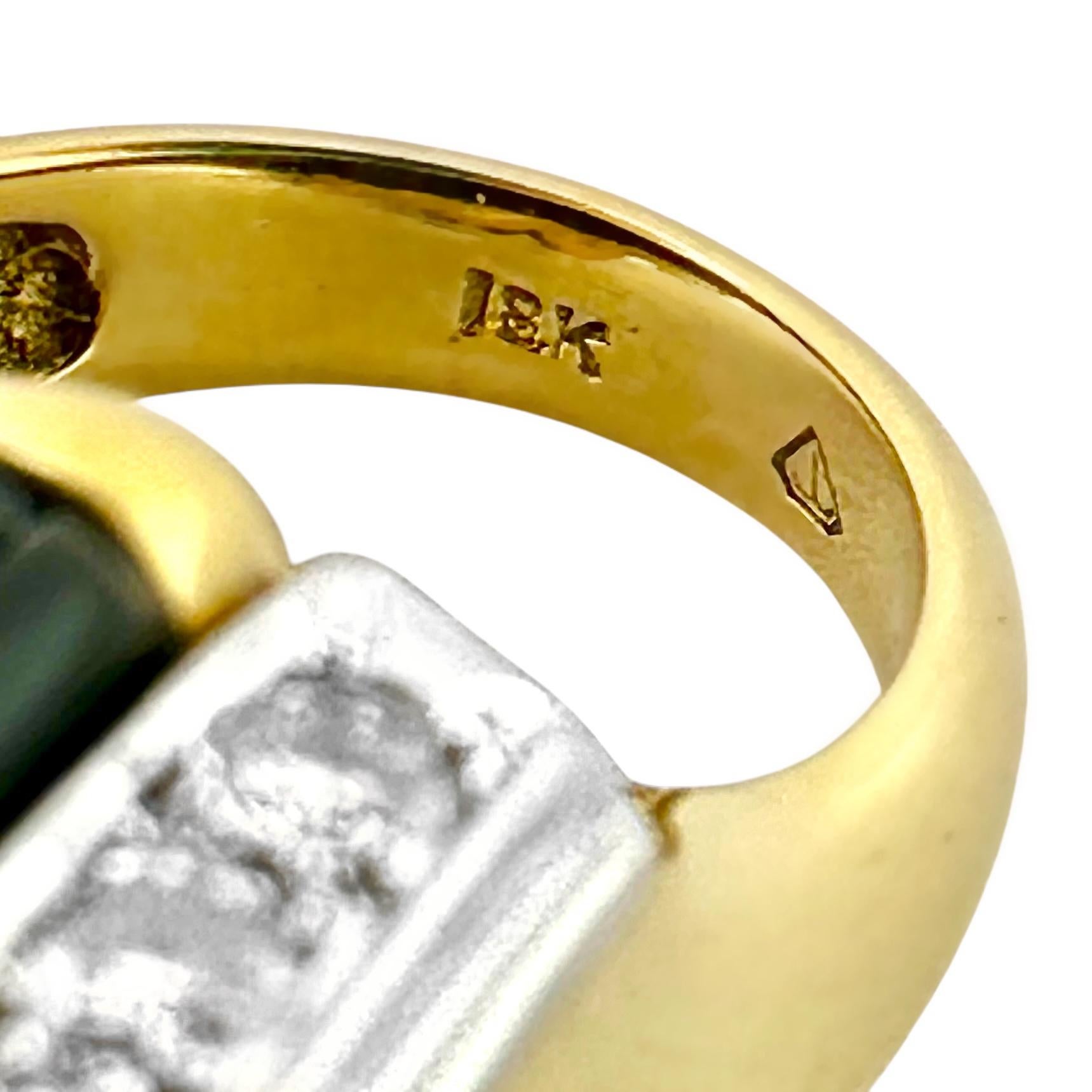 Vintage Bold Charles Turi Ring in 18k Gold, Platinum, Black Onyx and Diamonds 3