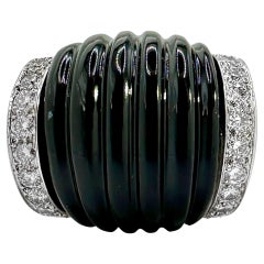 Vintage Bold Charles Turi Ring in 18k Gold, Platinum, Black Onyx and Diamonds