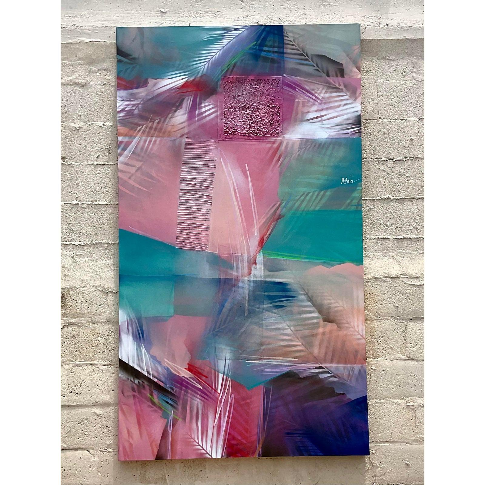 Vintage Bold Colorful Abstract Painting For Sale 1