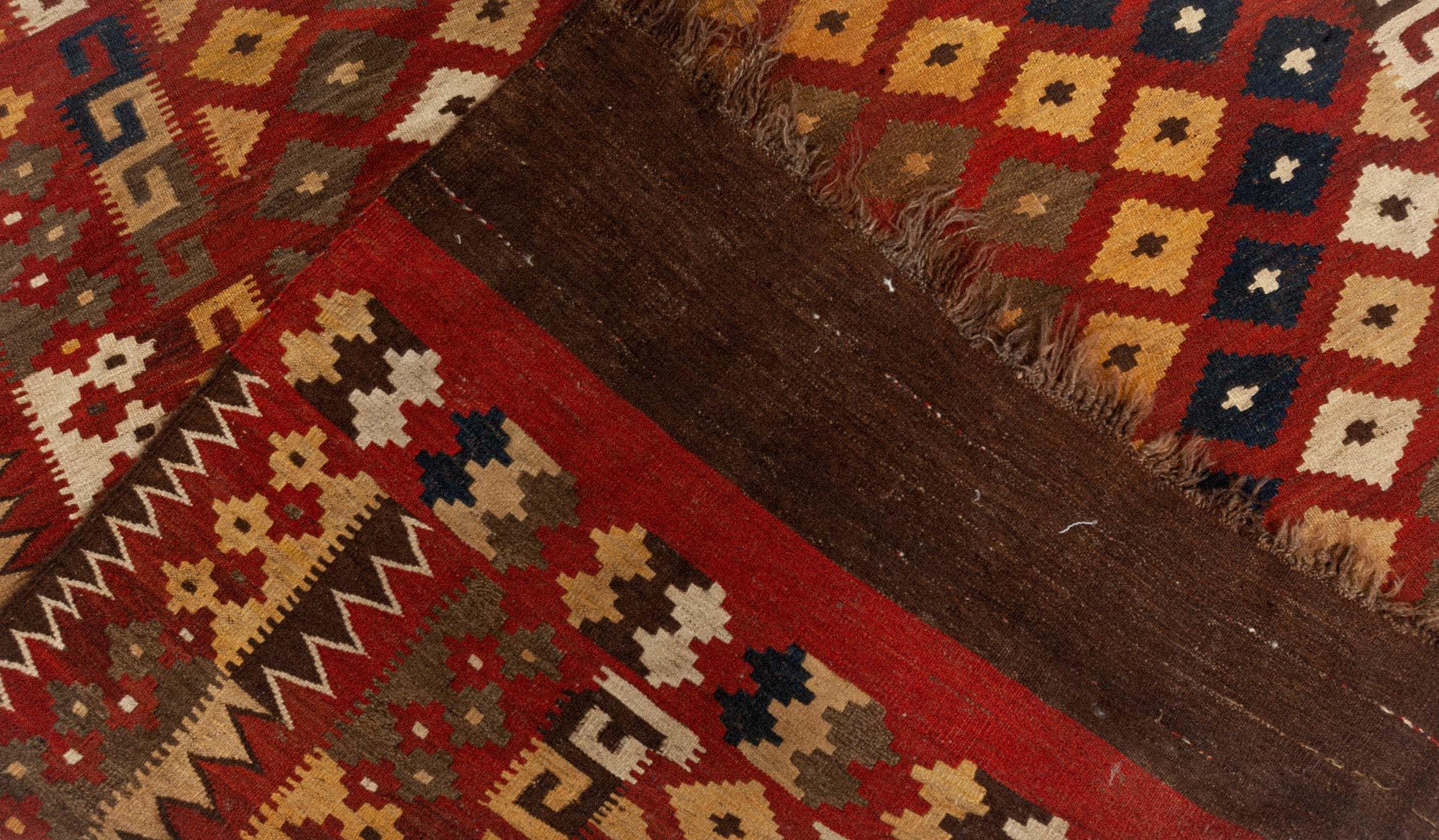 Vintage Bold Hand Knotted Wool Kilim Rug For Sale 2