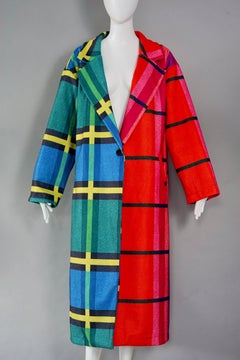 Vintage Bold Multicolour Plaid Checked Patchwork Coat