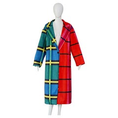 Vintage Bold Multicolour Plaid Checked Patchwork Coat