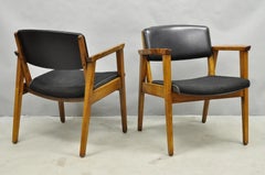 Vintage Boling Chair Co Mid Century Modern Walnut Lounge Arm Chairs (A) - Pair
