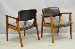 Vintage Boling Chair Co Mid Century Modern Walnut Lounge Arm Chairs (B) - Pair