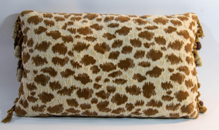 Vintage Bolster Pillow Hollywood Regency in Velvet Zambezi Chickory Grospoint For Sale at 1stDibs