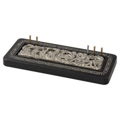 Vintage BOMA Canadian Pewter Cribbage Board with Northwest Coast Figural Relief