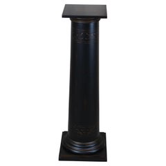 Retro Bombay Black Regency Corinthian Column Pedestal Plant Stand 37" 
