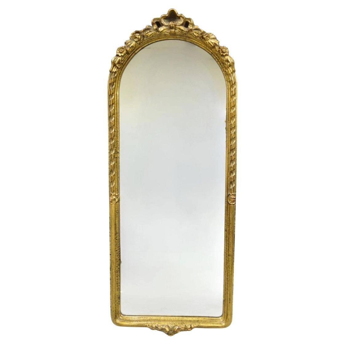 Vintage Golding Co French Victorian Gold Ribbon Small Narrow Arch Wall Mirror (Miroir à arc étroit)