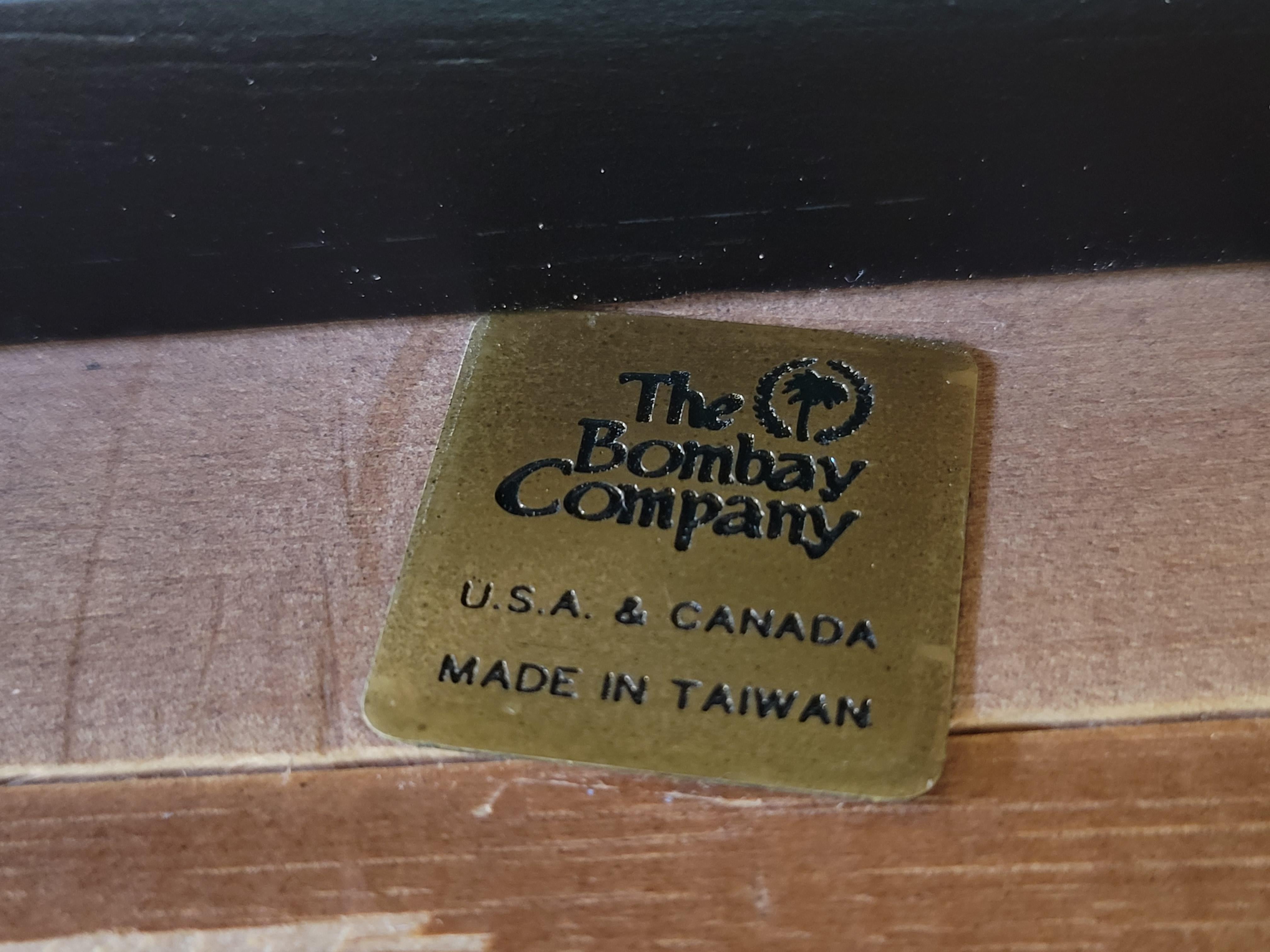Vintage Bombay Company Faux Bamboo Campaign Desk With Black Lacquer For Sale 4