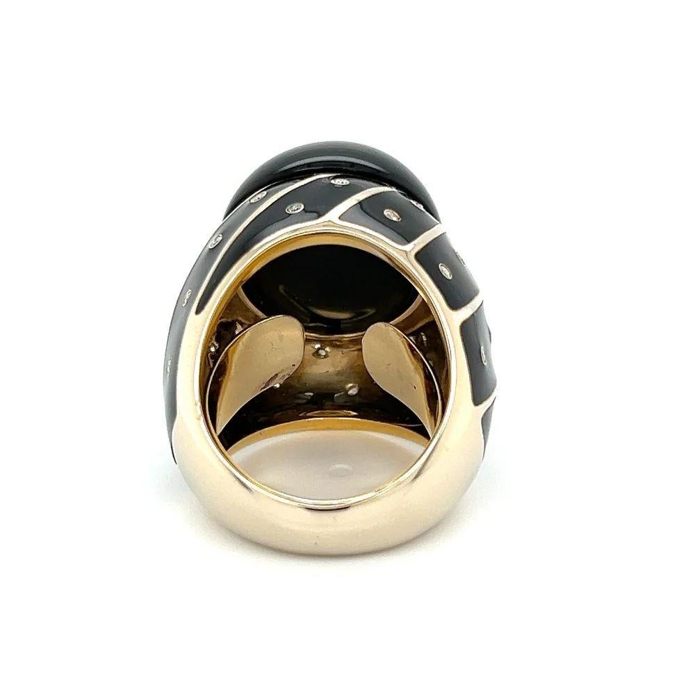 Mixed Cut Vintage Onyx, Black Enamel and Diamond Gold Princess Statement Cocktail Ring For Sale