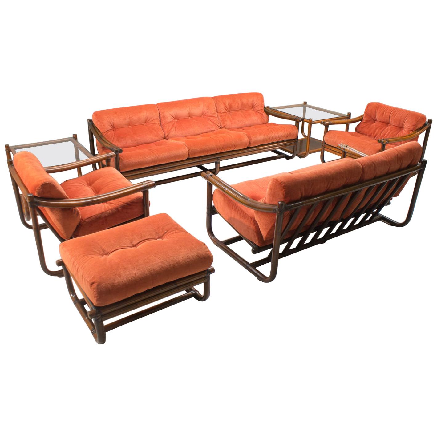Vintage Bonacina Italian Bamboo Living Room Set, 1960s