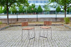 Tabouret de bar vintage Bonacina Miss B classique en cognac par Tito Agnoli, lot de 2