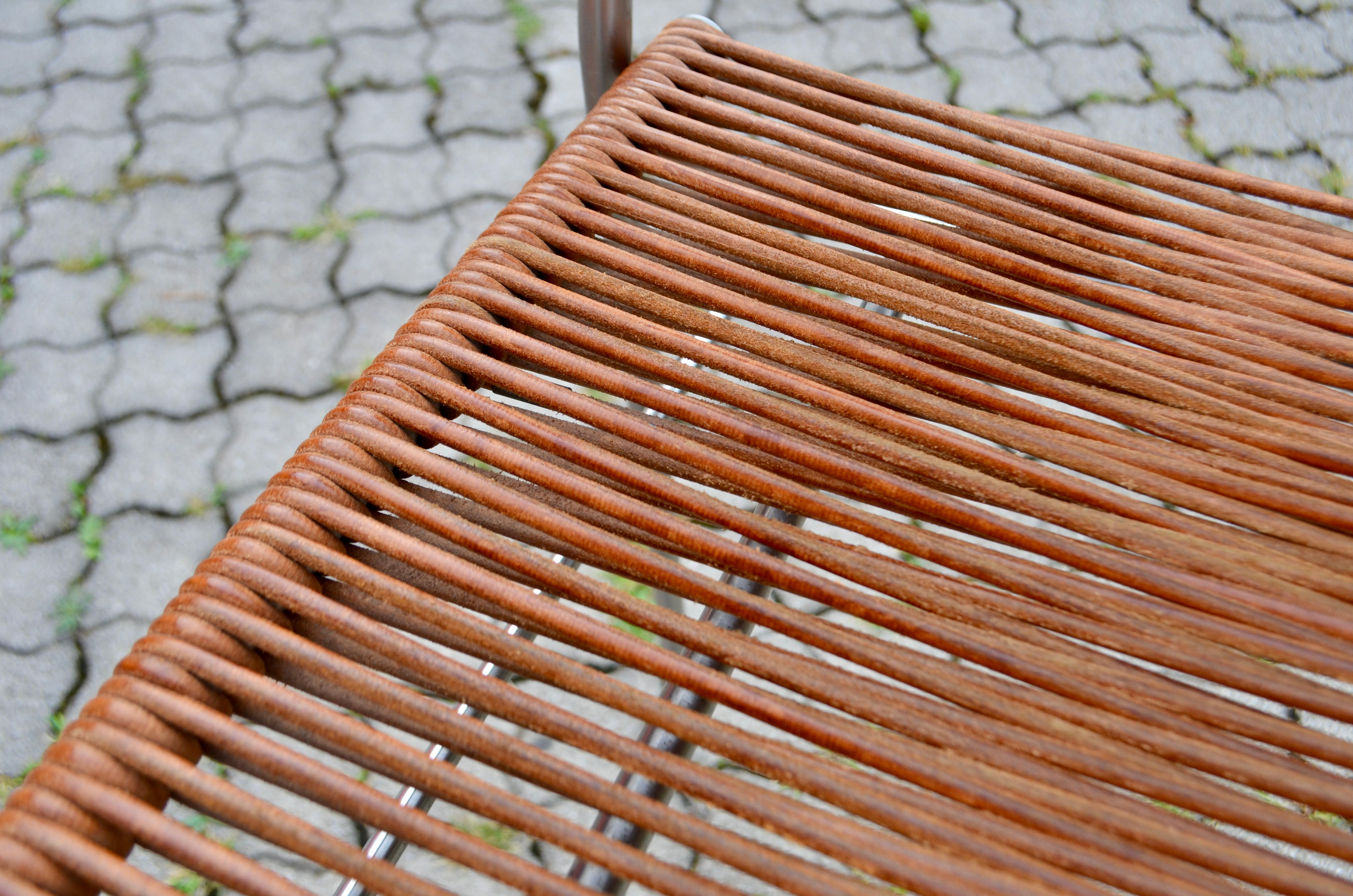 Vintage Bonacina Miss B Classic Cognac Bar Stool Chair by Tito Agnoli Set of 2 13