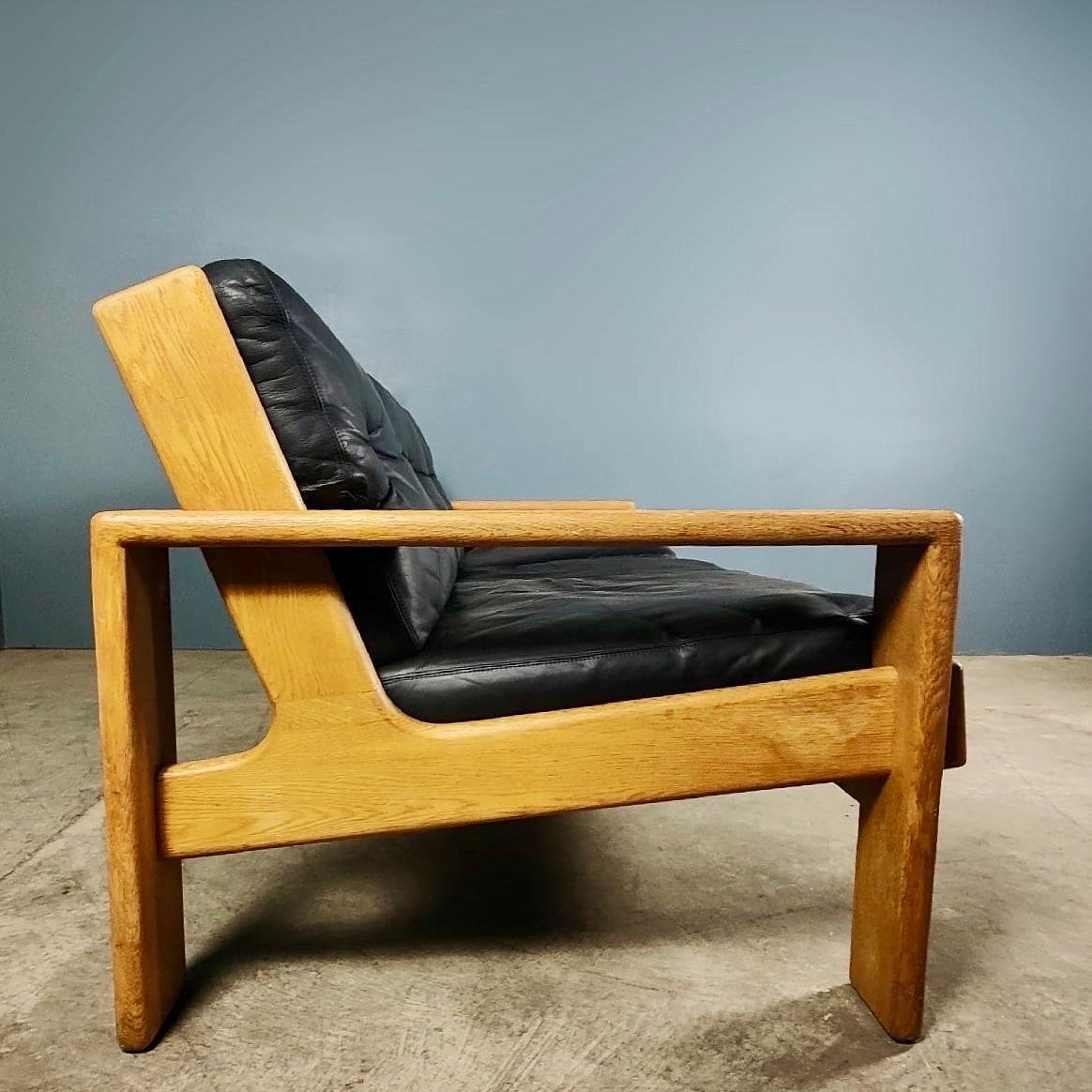 Bonanza Dreisitzer-Sofa aus schwarzem Leder von Esko Pajamies für Asko, Vintage im Zustand „Hervorragend“ im Angebot in Cambridge, GB