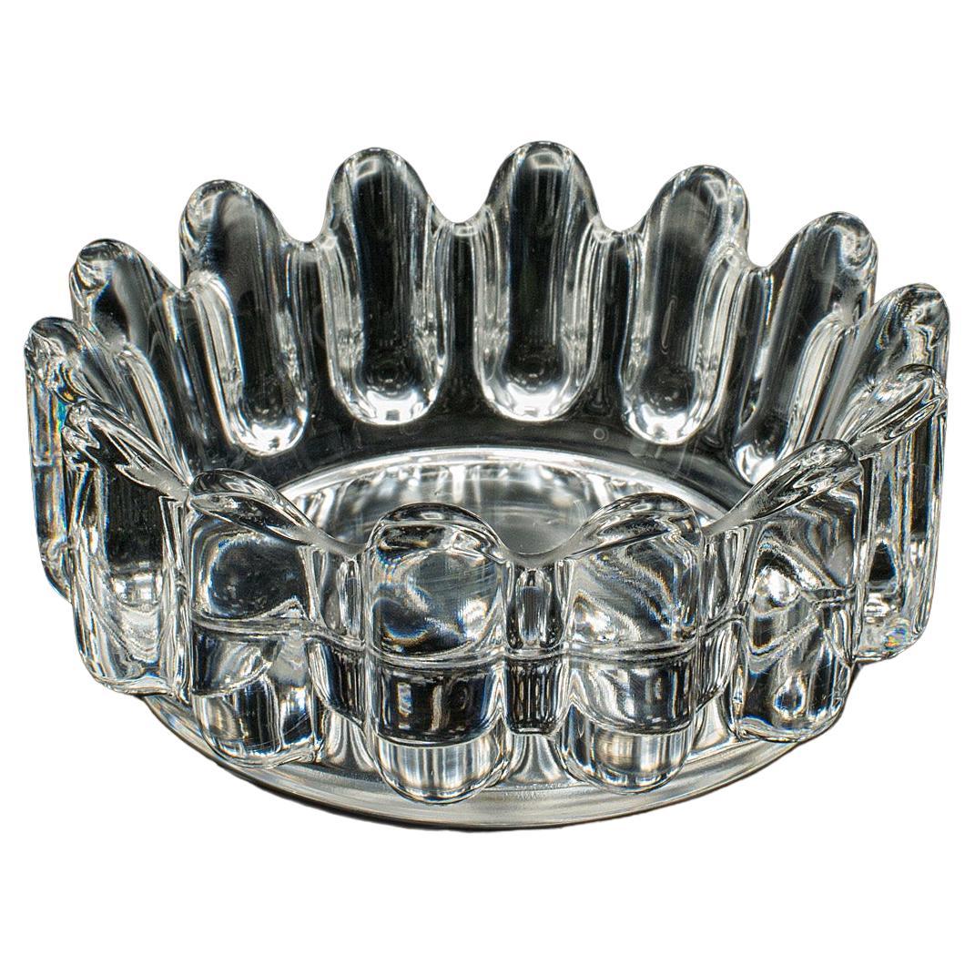 Plato bombonera vintage, inglés, vidrio artístico, cuenco ornamental, postmoderno, c.1980