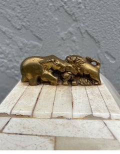 Vintage Bone Box with Elephant & Lion Handle
