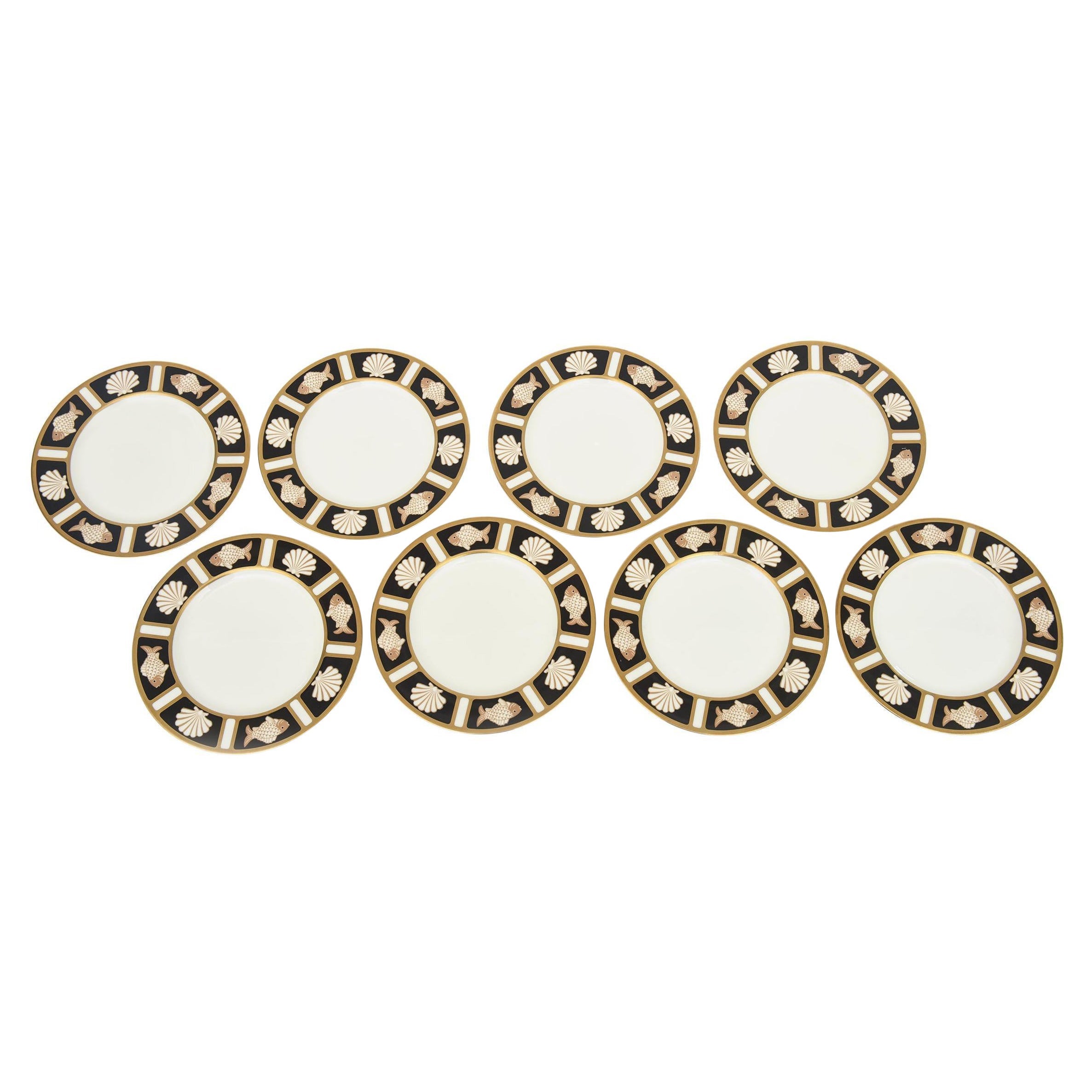 Vintage Bone China Narumi Fish And Shell Motif Serving Plates Set of Eight